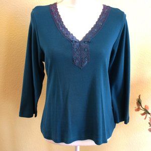 NWOT- BHS Green Teal Sequin Top